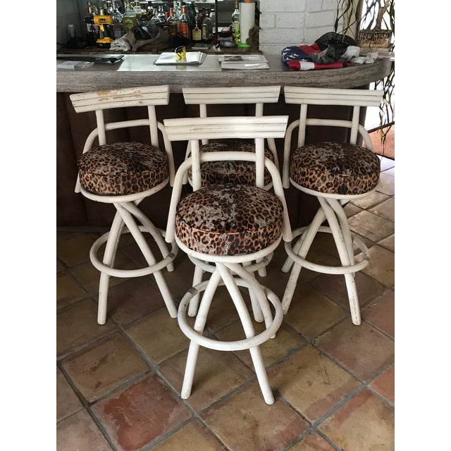 Set of 4 Bamboo Barstools For Sale - Image 9 of 9