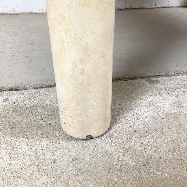 1980s Lane Postmodern Faux Parchment Coffee Table With Sculptural Cylinder Legs For Sale - Image 10 of 18