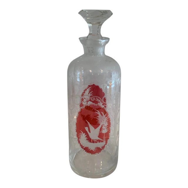 Antique Bohemian Glass Decanter Bottle For Sale