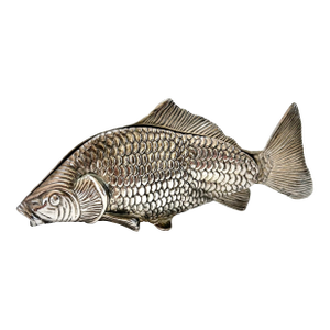 Vintage Silver-Plated Fish Place Card Holder – Coastal Table Decor, Mid-Century Figural Menu Stand
