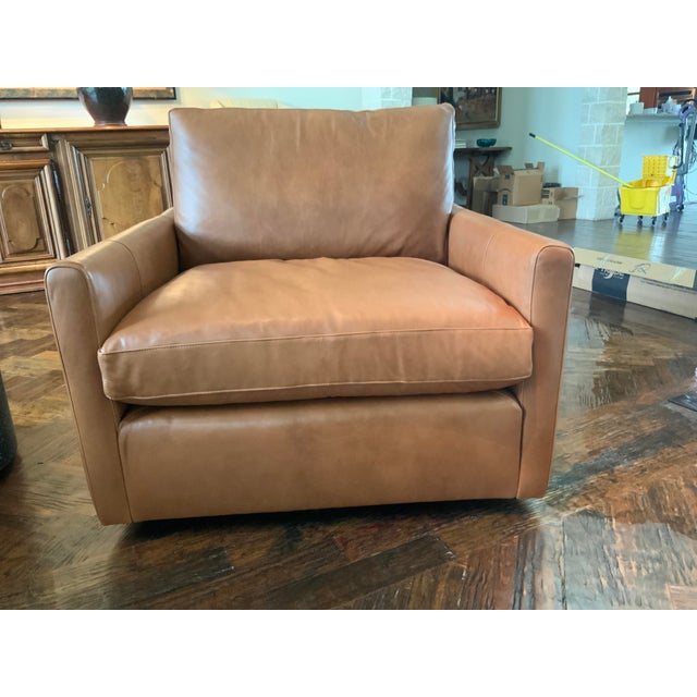 Arhaus Kipton Leather Swivel Chairs A Pair Chairish