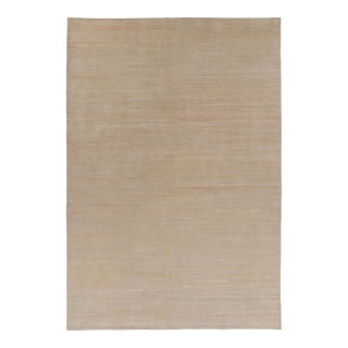 Rug & Kilim’s Oversized Modern Textural Rug, Tone-on-Tone Cream and Beige Striae For Sale