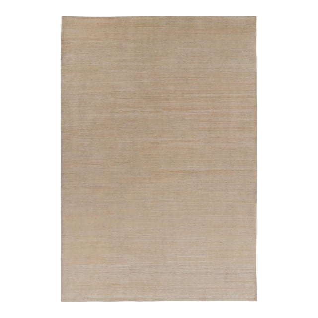 Rug & Kilim’s Oversized Modern Textural Rug, Tone-on-Tone Cream and Beige Striae For Sale