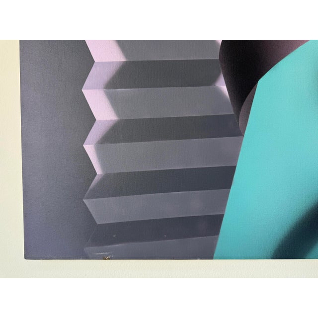 Purple Large 1980s Postmodern Geometric Abstract Acrylic on Canvas Painting by Jack McVey For Sale - Image 8 of 12