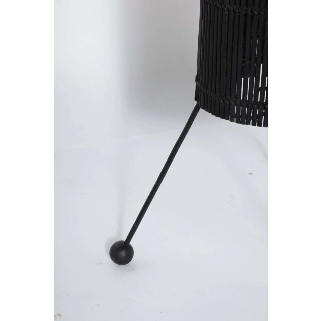 Tony Paul Style California Modern Black Wicker Cylinder Floor Lamp, 1950s For Sale - Image 6 of 10