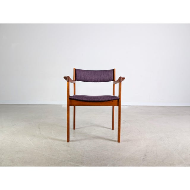 Mid-Century Modern Vintage Danish Teak Purple Armchair For Sale - Image 3 of 10