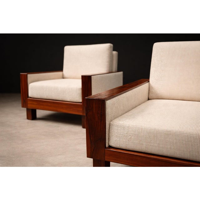 Wood Brazilian Modern Armchairs in Rosewood & Upholstered in Fabric by Celina, 1960s For Sale - Image 7 of 10