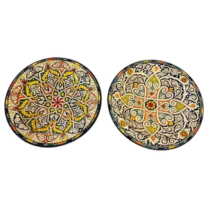 Hand Painted Large Ceramic Serving or Decorative Plates - a Pair