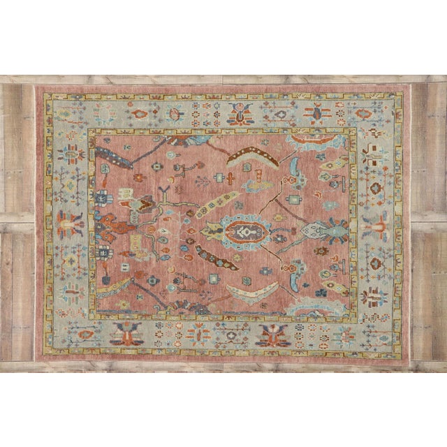 Brick Red Rustic Turkish Oushak Rug - 08'00 X 10'09 For Sale - Image 8 of 9