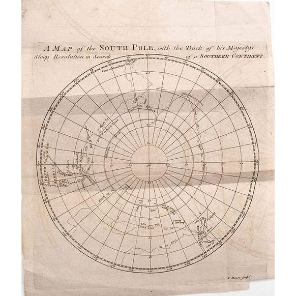 A very nice map of the South Pole area and tracking Captain Cook's second voyage, but not reaching the Pole. Title: A Map...