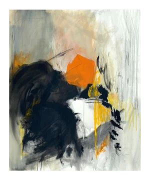 Contemporary Abstract Acrylic, Oil Bar and Graphite on Canvas Painting "Time Travel" by Adrienn Krahl