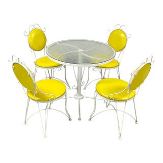 Mid-Century Wrought Iron Bistro Table & Chairs by Syd Leach For Sale