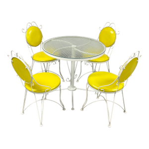 Mid-Century Wrought Iron Bistro Table & Chairs by Syd Leach