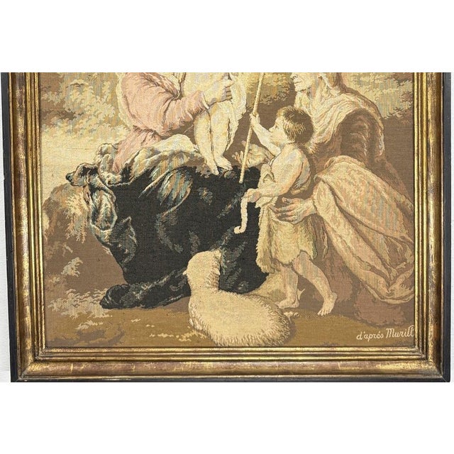 Mid 20th Century Large Vintage Woven Tapestry "The Holy Family With a Little Bird" After Murillo For Sale - Image 5 of 10