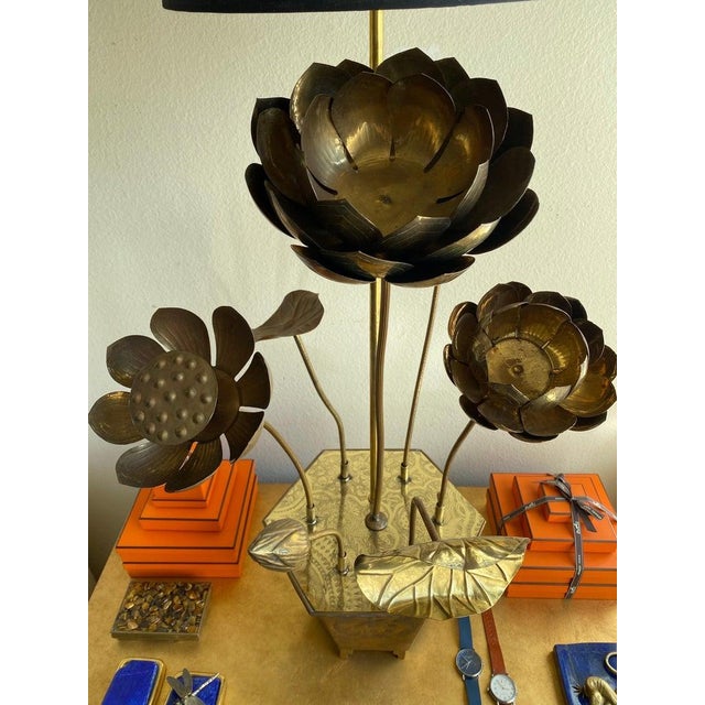 Feldman Lighting 1960s Feldman Brass Lotus Flower Lamp For Sale - Image 4 of 11