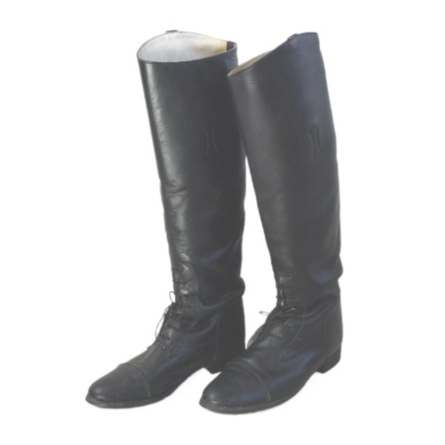 Black Vintage Equestrian Riding Leather Boots For Sale - Image 8 of 8