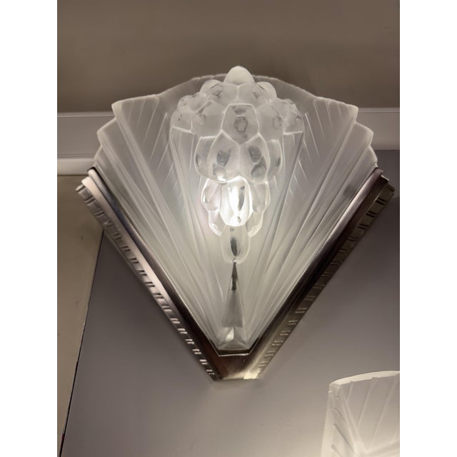 Silver Art Deco Wall Sconces in Nickel-Plated Bronze from Petitot, 1930, Set of 2 For Sale - Image 8 of 18