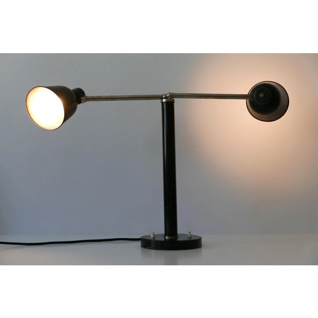 German Bauhaus Metal 2-Armed Table Lamp from Bünte und Remmler, 1920s For Sale - Image 10 of 18