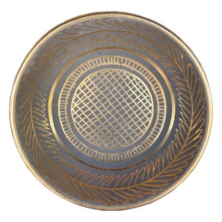 Waylande Gregory Art Deco Stone Gray and Gold Glazed Dish For Sale