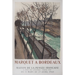 Lithograph Washhouse Boats and Pont Neuf Poster in the style of Albert Marquet, 1960s For Sale
