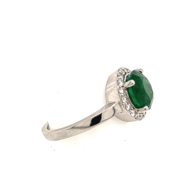 Green Natural Emerald Diamond Ring 14k Gold 2.83 TCW Certified For Sale - Image 8 of 12