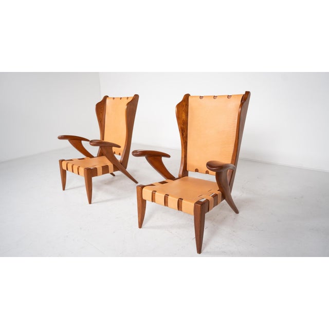 1930s Set of Mid-Century Highback Armchairs attributed to Guglielmo Pecorini, Italy, 1930s For Sale - Image 5 of 6