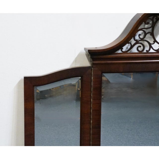Century Furniture Claridge Collection Solid Mahogany Traditional Style 56" Pierced Pediment Tri-View Mirror For Sale In Kansas City - Image 6 of 8