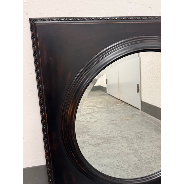 2000 - 2009 Ethan Allen Classical Roundel Square Wood Wall Mirror For Sale - Image 5 of 12