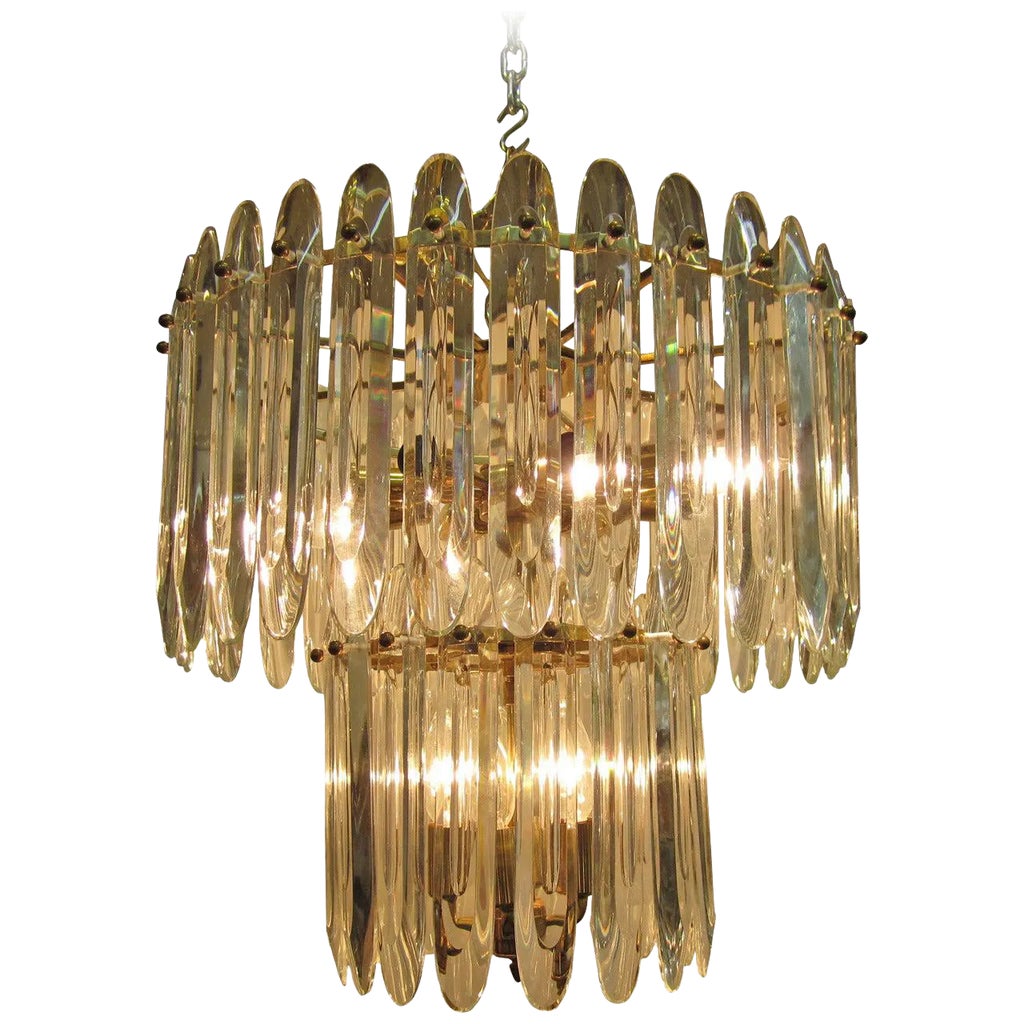 Italian Crystal and Brass Chandelier by Gaetano Sciolari | Chairish