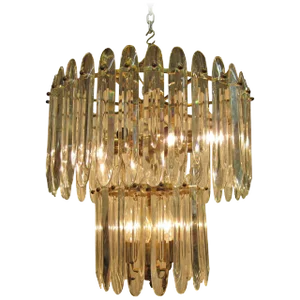 Italian Crystal and Brass Chandelier by Gaetano Sciolari