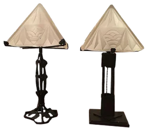Art Deco Wrought Iron Table Lamps from Degué, 1920s, Set of 2