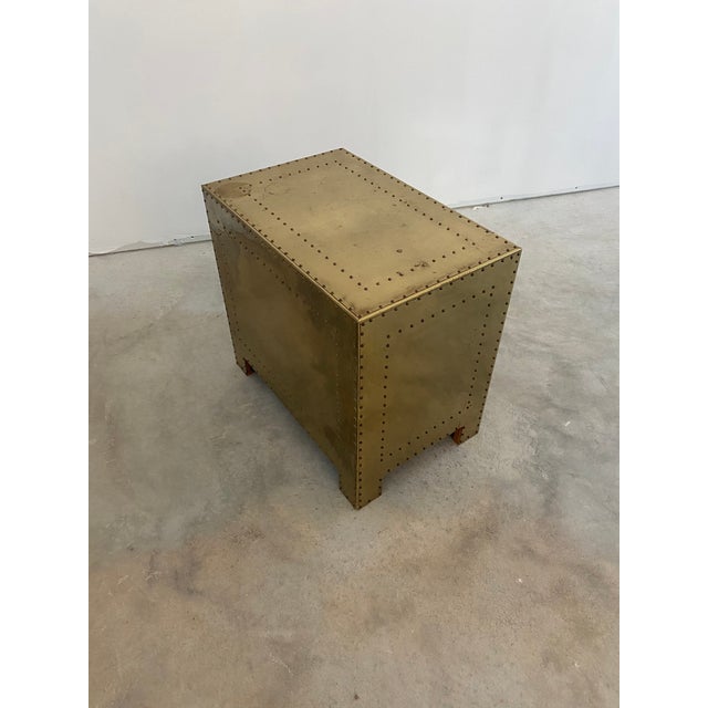 1980s Sarreid Style Brass Clad 3 Drawer Chest For Sale - Image 10 of 16