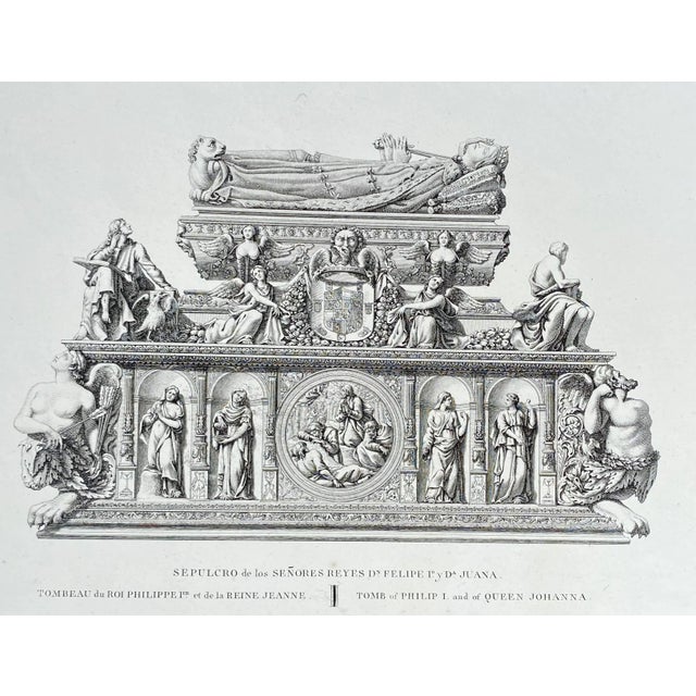 Figurative 18th Century Antique Engraving of Spanish Tomb For Sale - Image 3 of 3