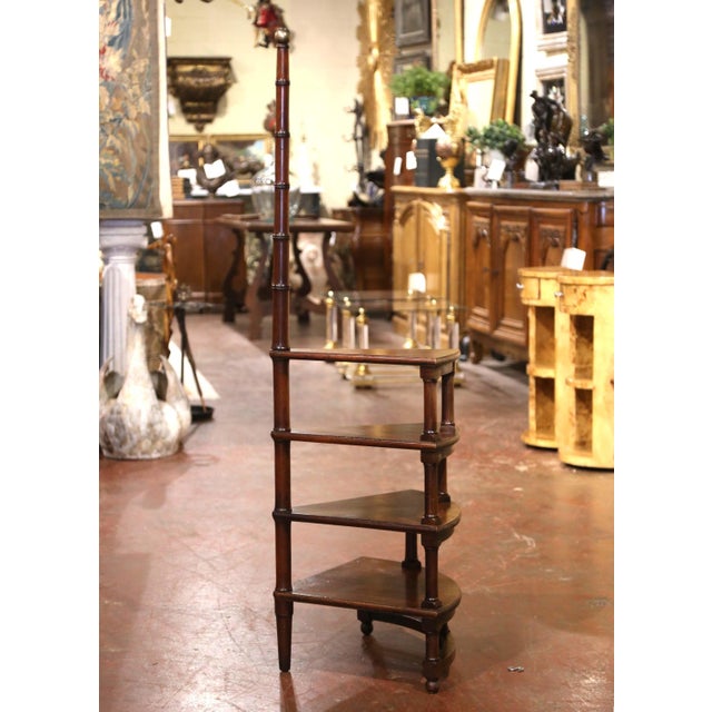 Late 20th Century 20th Century French Louis XIII Carved Walnut Library Spiral Step Ladder For Sale - Image 5 of 7