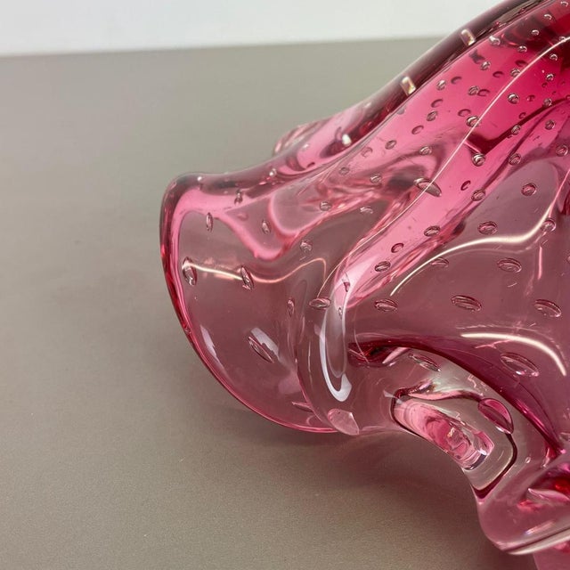 Large Pink Shell Bubble Murano Glass Bowl, Italy, 1970s For Sale - Image 17 of 18