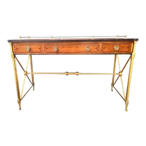 1950s Kittinger French Directoire Writing Desk in Solid Brass and Satinwood