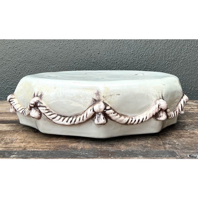 Vintage Glazed Ceramic Swag Pedestal For Sale - Image 10 of 12