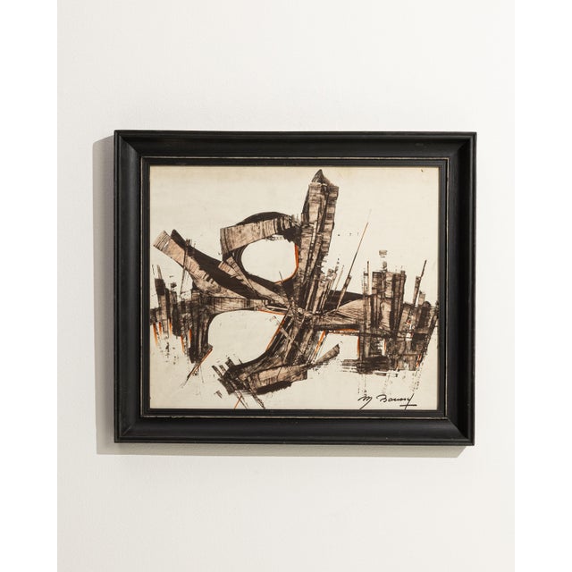 Mid 20th Century Mid 20th Century France Brown Wood Painting For Sale - Image 5 of 15