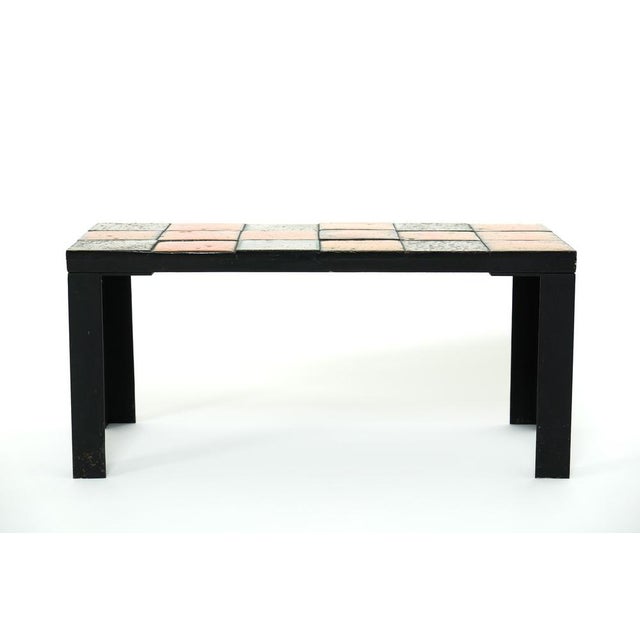 Mid-Century Modern Orange Ceramic Tile Side Table with Iron Frame, 1960s For Sale - Image 12 of 18