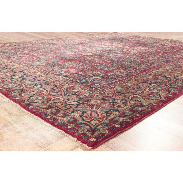 Textile Antique Persian Sarouk Rug - 08'10 X 11'10 For Sale - Image 7 of 9