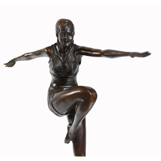 Art Deco Bronze Dancer Statue after J. Philippe Flapper, 1920s For Sale - Image 6 of 13