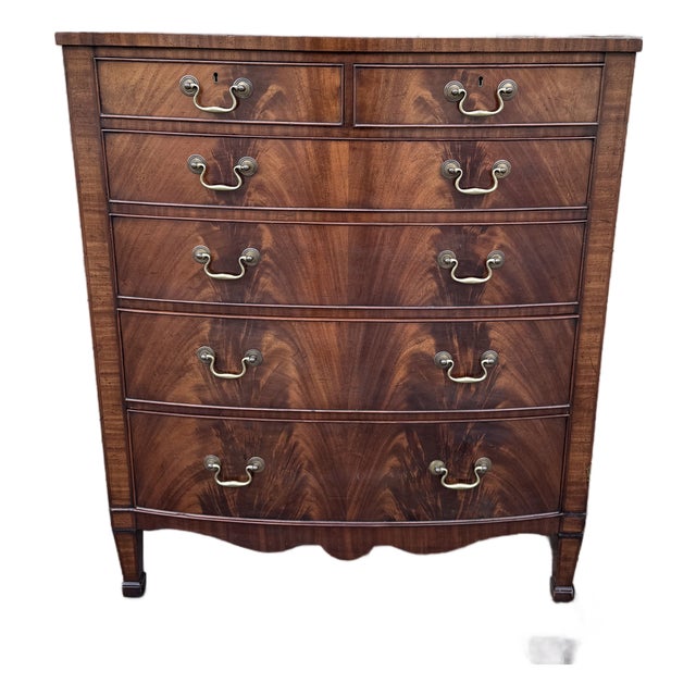 2 Over 4 English Bow Front Chest For Sale