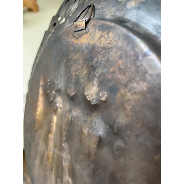 Vintage Egyptian Brass and Mixed Metals Plate of Three Musicians For Sale - Image 10 of 11