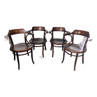 Set of 4 - Antique Mundus and Jacob & Josef Kohn Bentwood Armchairs For Sale