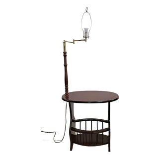 Vintage Preferred Stock Mid Century Wood Floor Lamp End Table Magazine Rack Comb For Sale