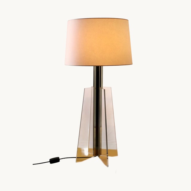 Large Cruciform Lamp in Acrylic Glass and Stainless Steel, France, 1970s., in Very Good conditions. Designed 1970 to 1979...