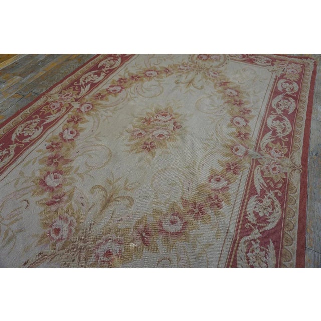 Special Tan Beige Color With Great Geometric Design Vintage Needlepoint Rug For Sale - Image 13 of 15