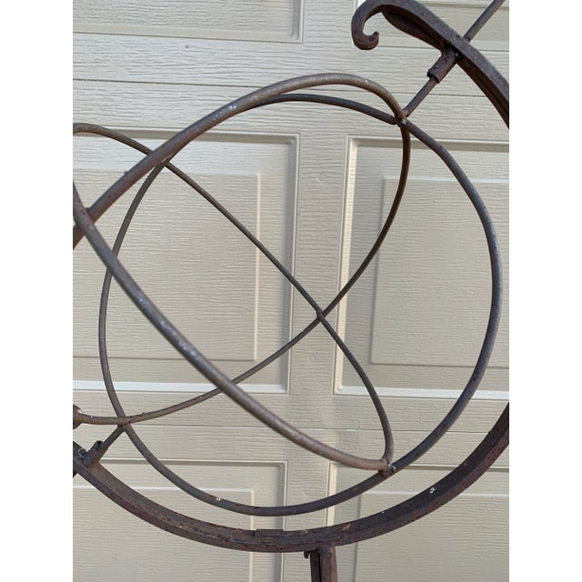 Early 20th Century Antique French Country Wrought Iron Garden Armillary Sundial For Sale - Image 5 of 9