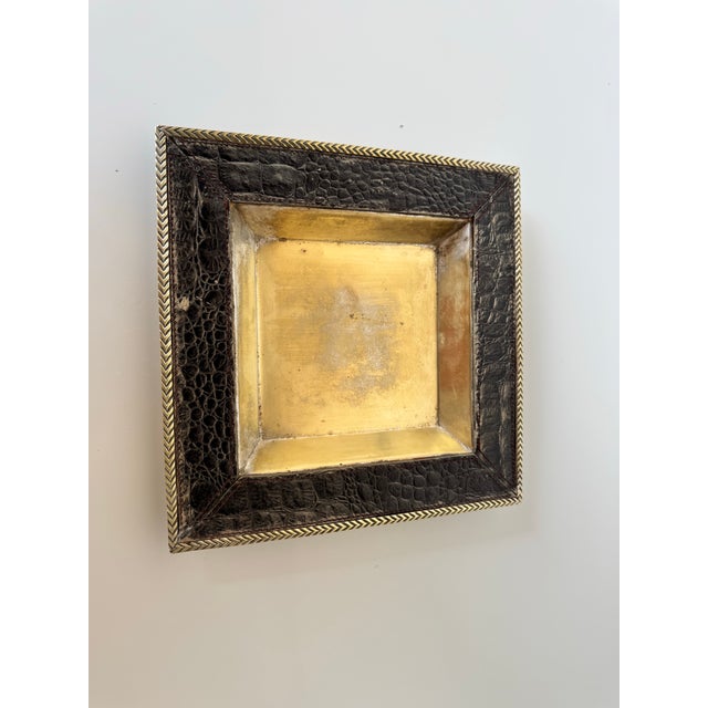 Vintage Silver Plate and Faux Crocodile Leather Dish/ Sold For Sale - Image 11 of 12