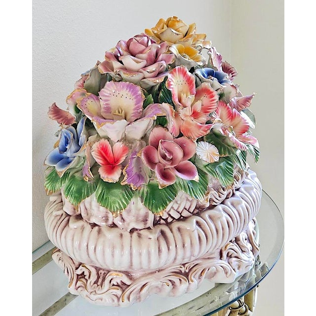 Vintage Italian Capodimonte-Style Porcelain Floral Centerpiece For Sale - Image 14 of 18